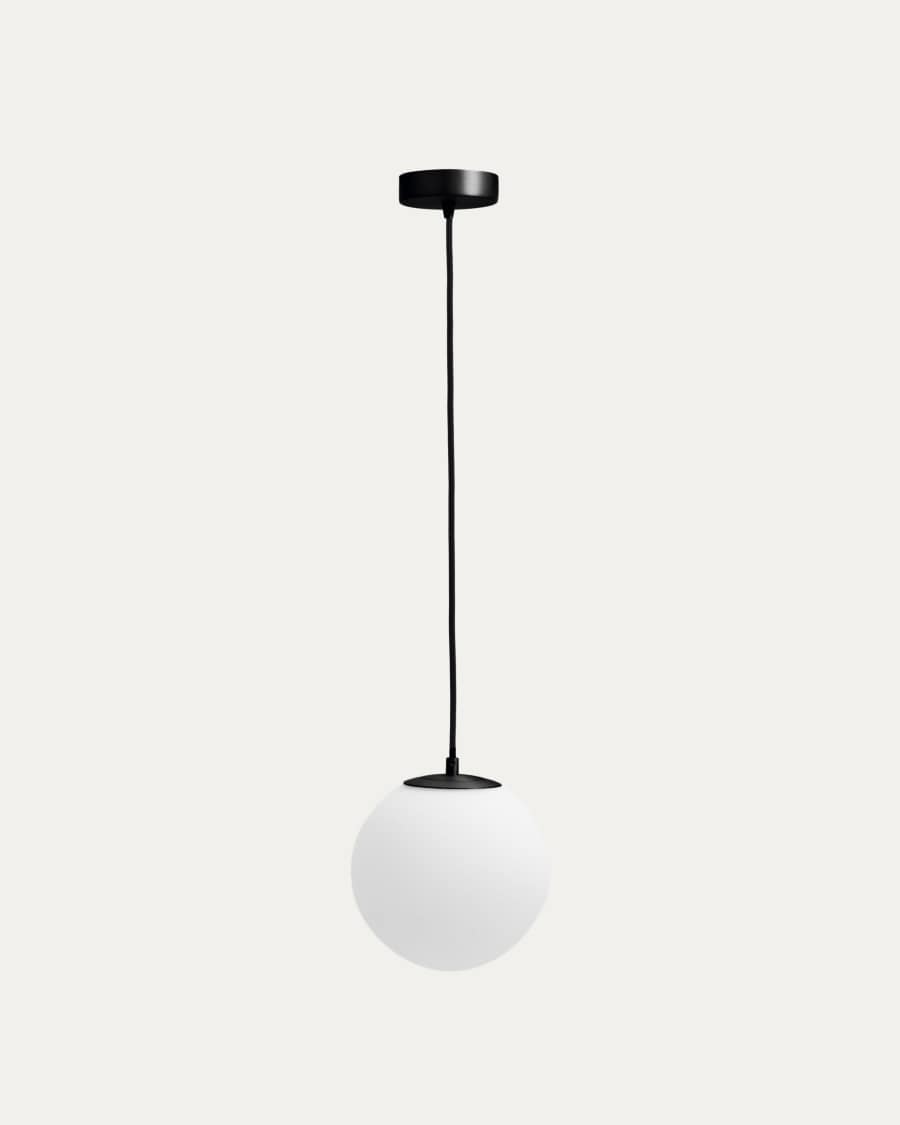 Brisia metal ceiling lamp with black finish and 1 frosted glass ball Ø15cm