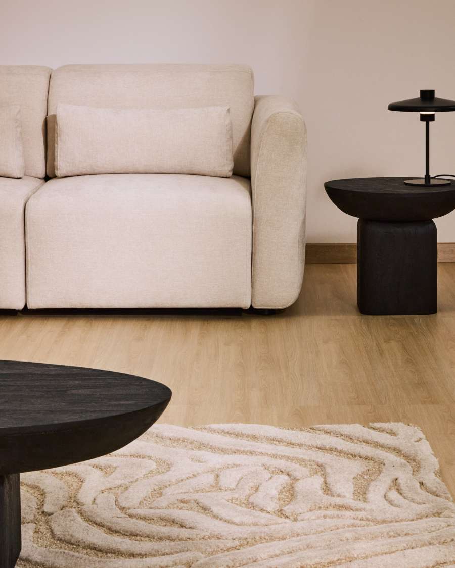 Lares 2-seater sofa with motorised sliding seats and reclining headrest in beige chenille 180cm