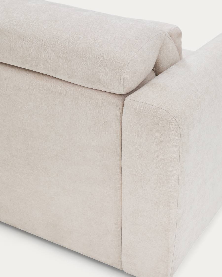 Lares 2-seater sofa with motorised sliding seats and reclining headrest in beige chenille 180cm