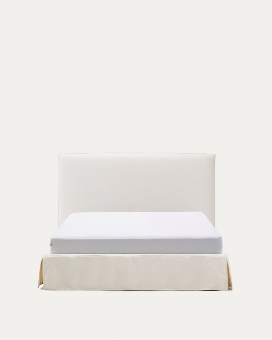 Jaira white chenille bed with removable cover for mattress 160x200cm FSC Mix Credit