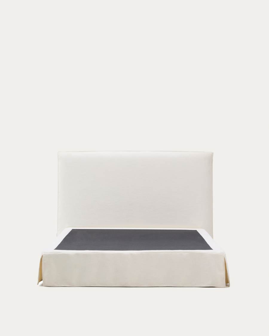 Jaira white chenille bed with removable cover for mattress 160x200cm FSC Mix Credit