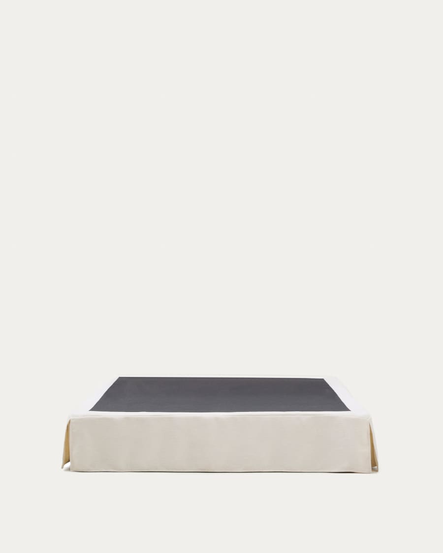 Jaira bed base with removable cover in white chenille for 160 x 200cm mattress
