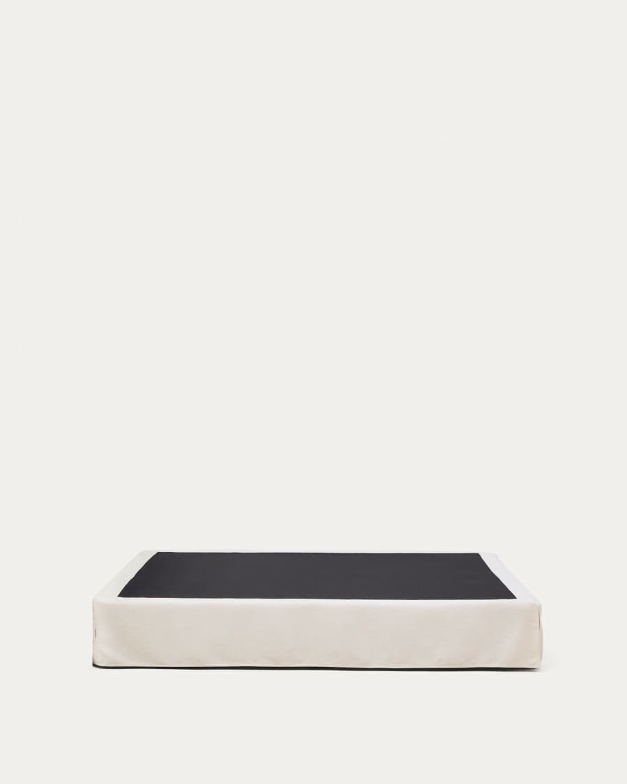 Jaira bed base with removable cover in white chenille for 180 x 200cm mattress