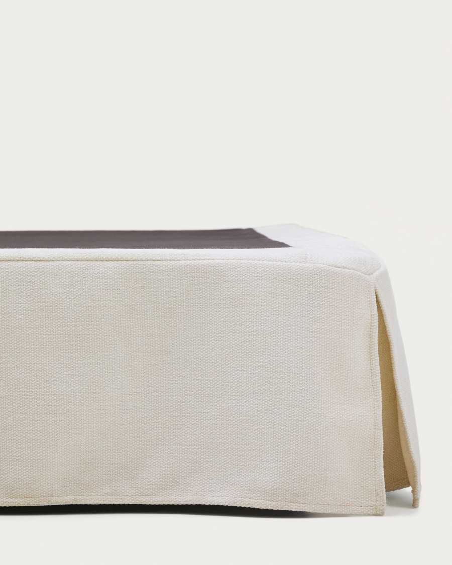 Jaira bed base with removable cover in white chenille for 180 x 200cm mattress