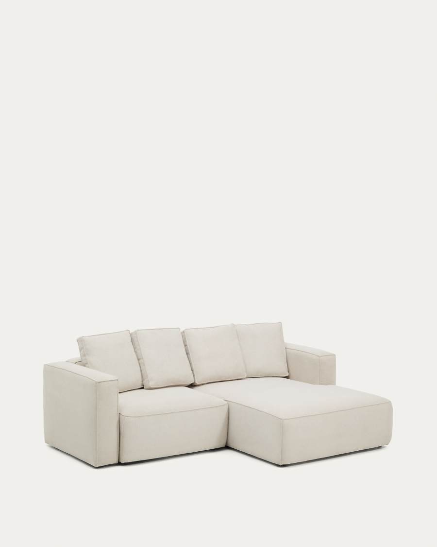 Marela 3-osobowa sofa rozkładana z prawym szezlongiem z beżowego szenilu 236 cm FSC Mix Credit