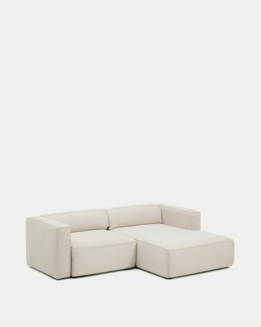 Marela 3-osobowa sofa rozkładana z prawym szezlongiem z beżowego szenilu 236 cm FSC Mix Credit