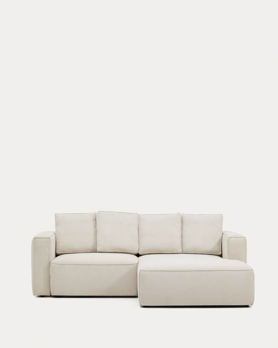 Marela 3-osobowa sofa rozkładana z prawym szezlongiem z beżowego szenilu 236 cm FSC Mix Credit
