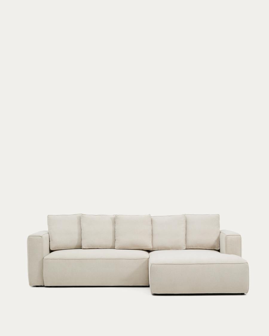 Divano letto Marela 3 posti con chaise longue destra in ciniglia beige 276 cm FSC Mix Credit