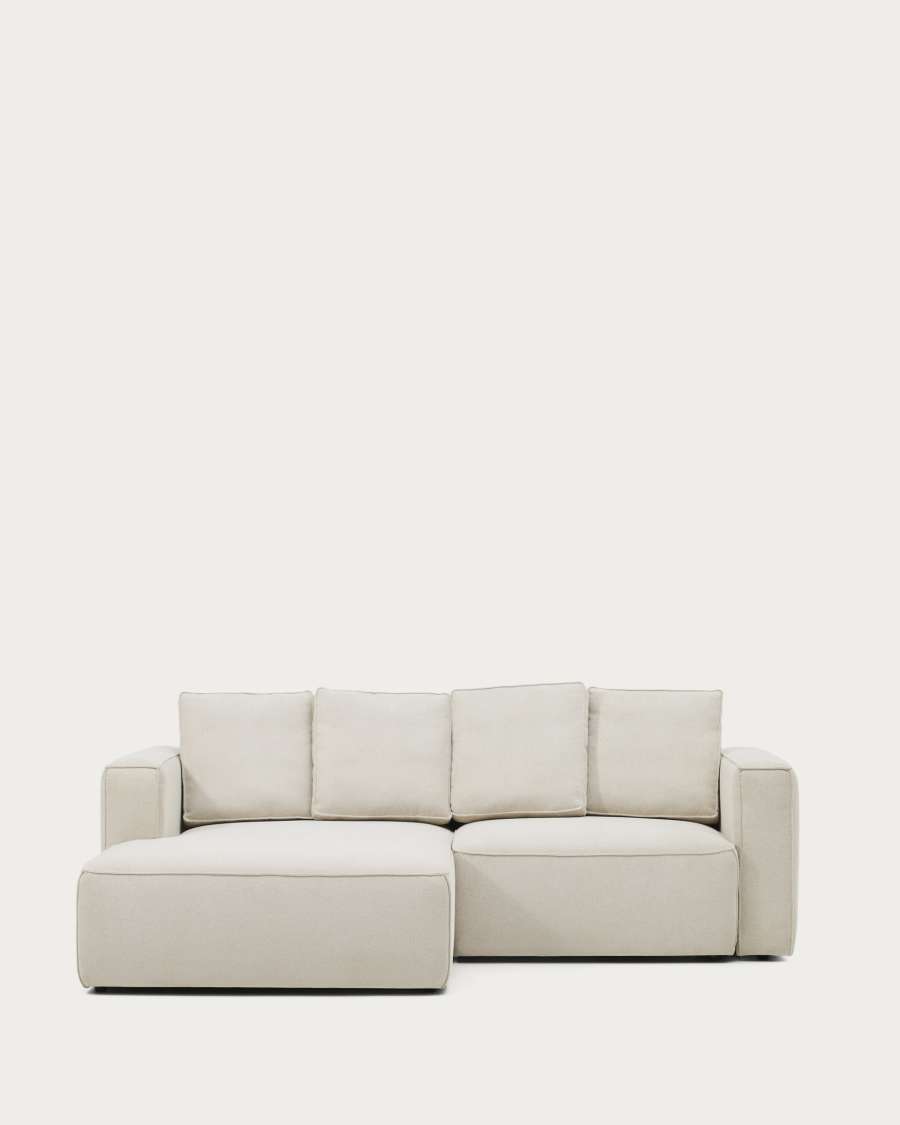 Marela 3-osobowa sofa rozkładana z lewym szezlongiem z beżowego szenilu 236 cm FSC Mix Credit
