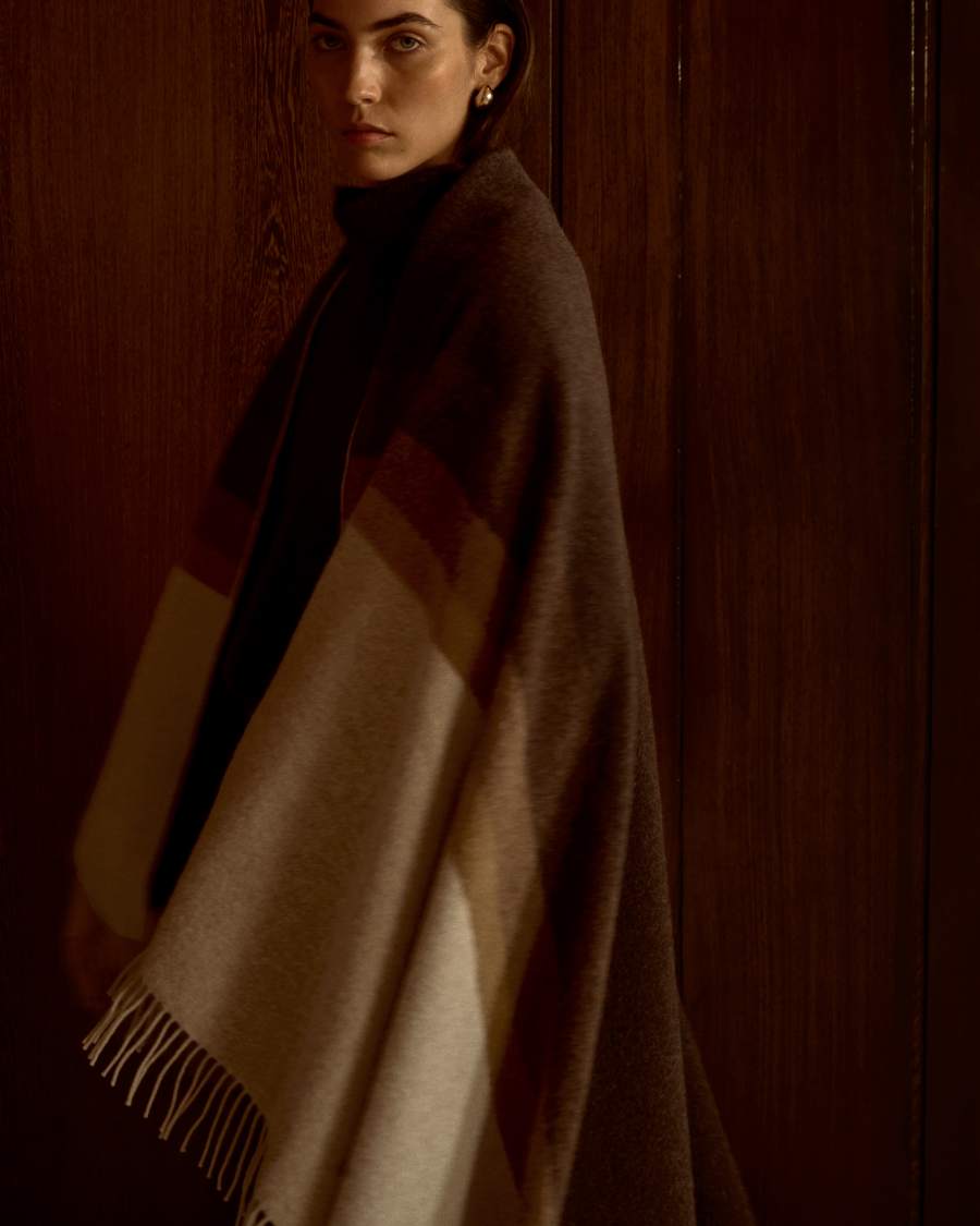 Voreni multicolour recycled wool blanket with fringing 130 x 170 cm