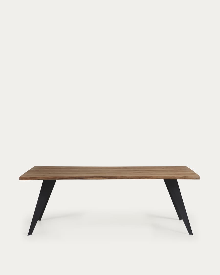 Tavolo Koda impiallacciato rovere invecchiato e gambe acciaio finitura nera 180 x 100 cm