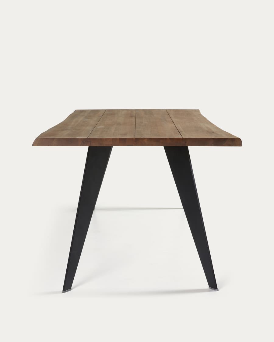 Tavolo Koda impiallacciato rovere invecchiato e gambe acciaio finitura nera 180 x 100 cm