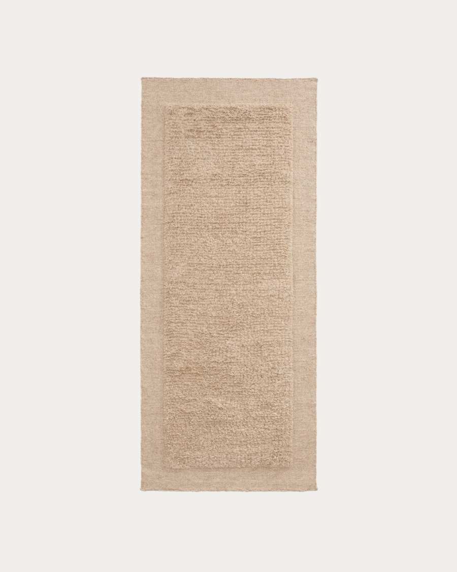 Tapis de couloir Marely en laine beige 200 x 80 cm