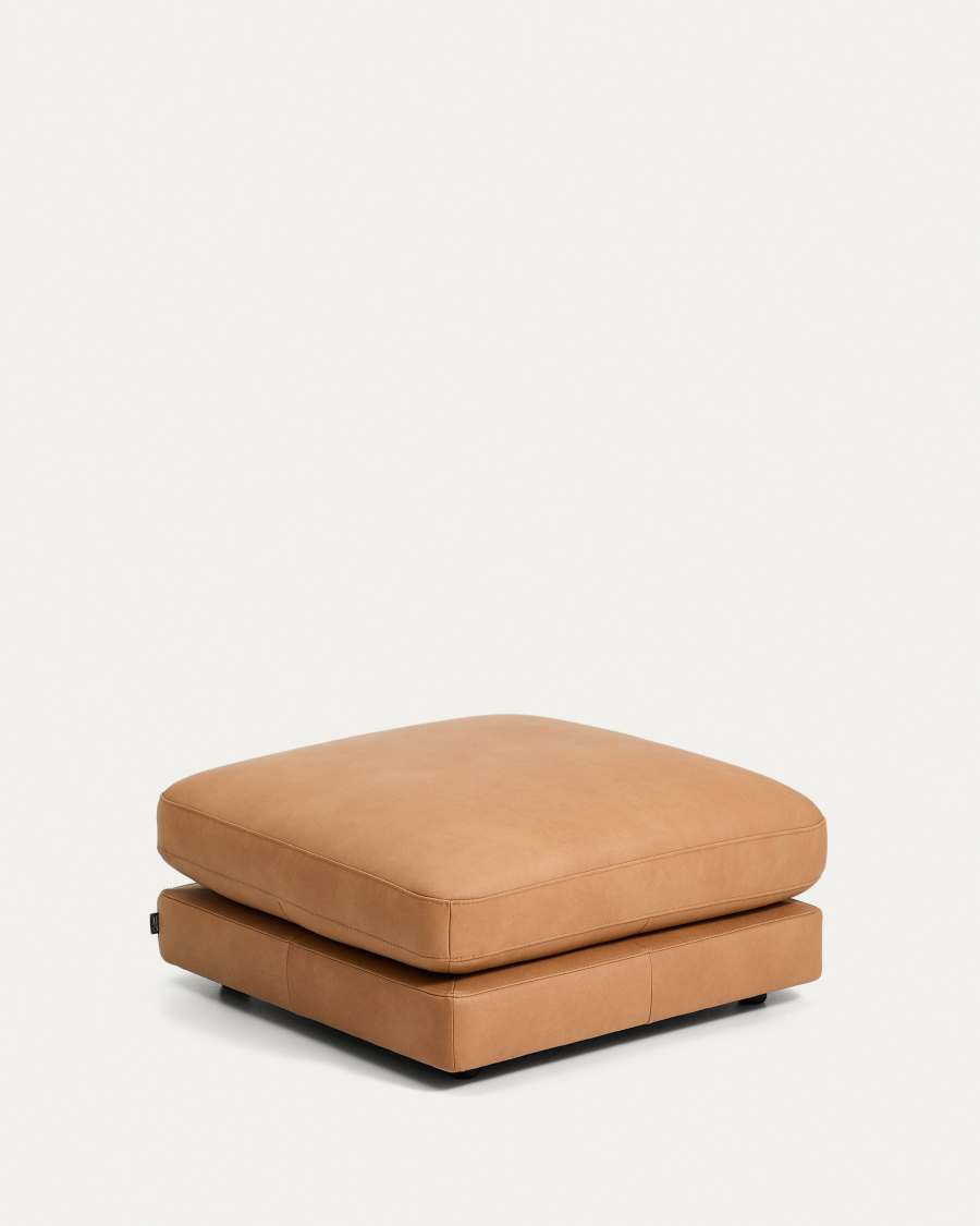 Podnóżek Gala z brązowej skóry 90 x 90 cm