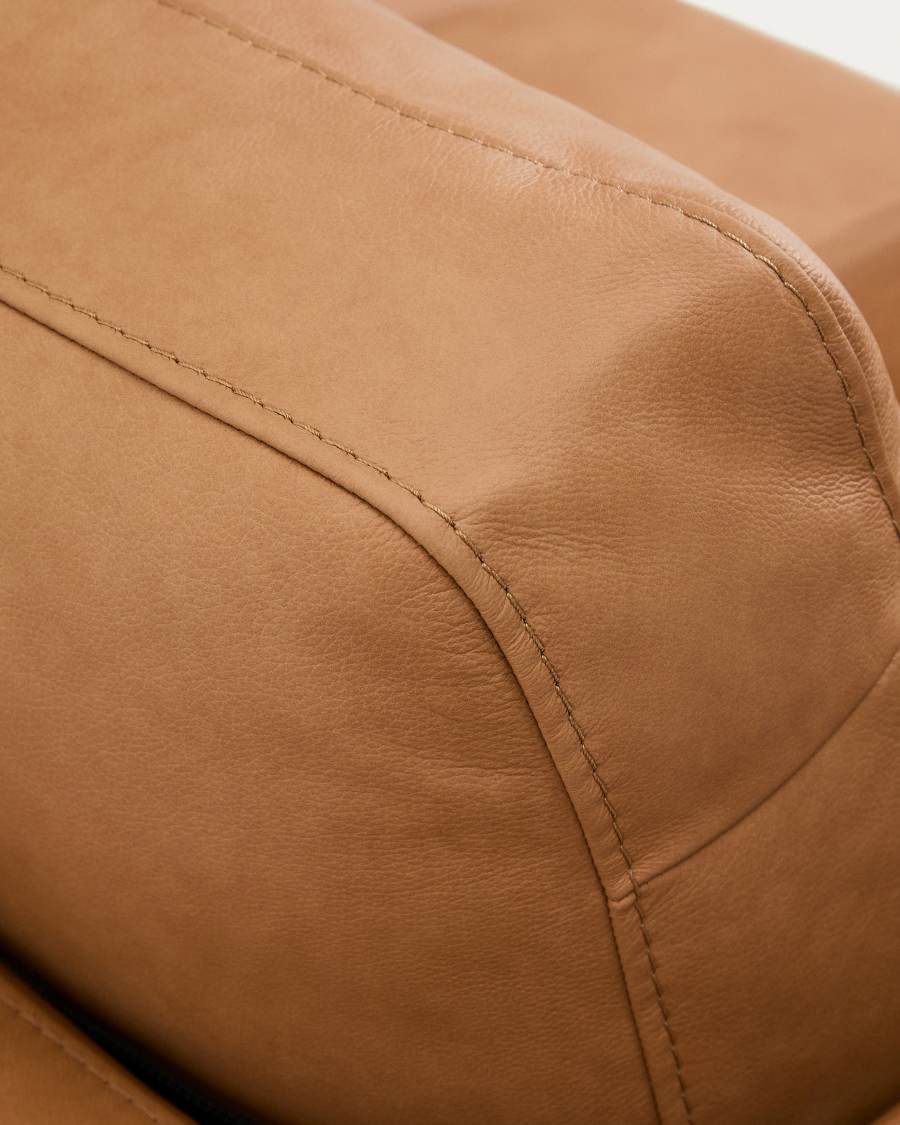 Divano Gala 4 posti in pelle con chaise longue destra marrone 300 cm