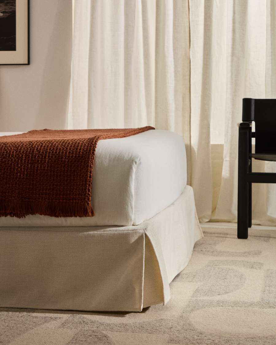 Κρεβάτι με αφαιρούμενο κάλυμμα Jaira από λευκό chenille για στρώμα 180x200 εκ FSC Mix Credit