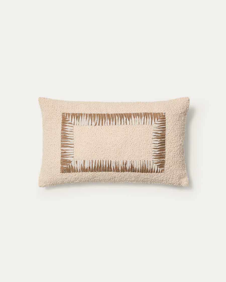 Copricuscino Enari in cotone beige e marrone 50 x 30 cm