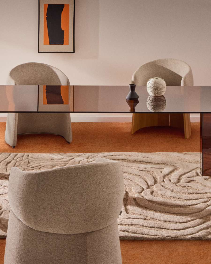 Adularia table in brown tempered glass 200 x 100cm