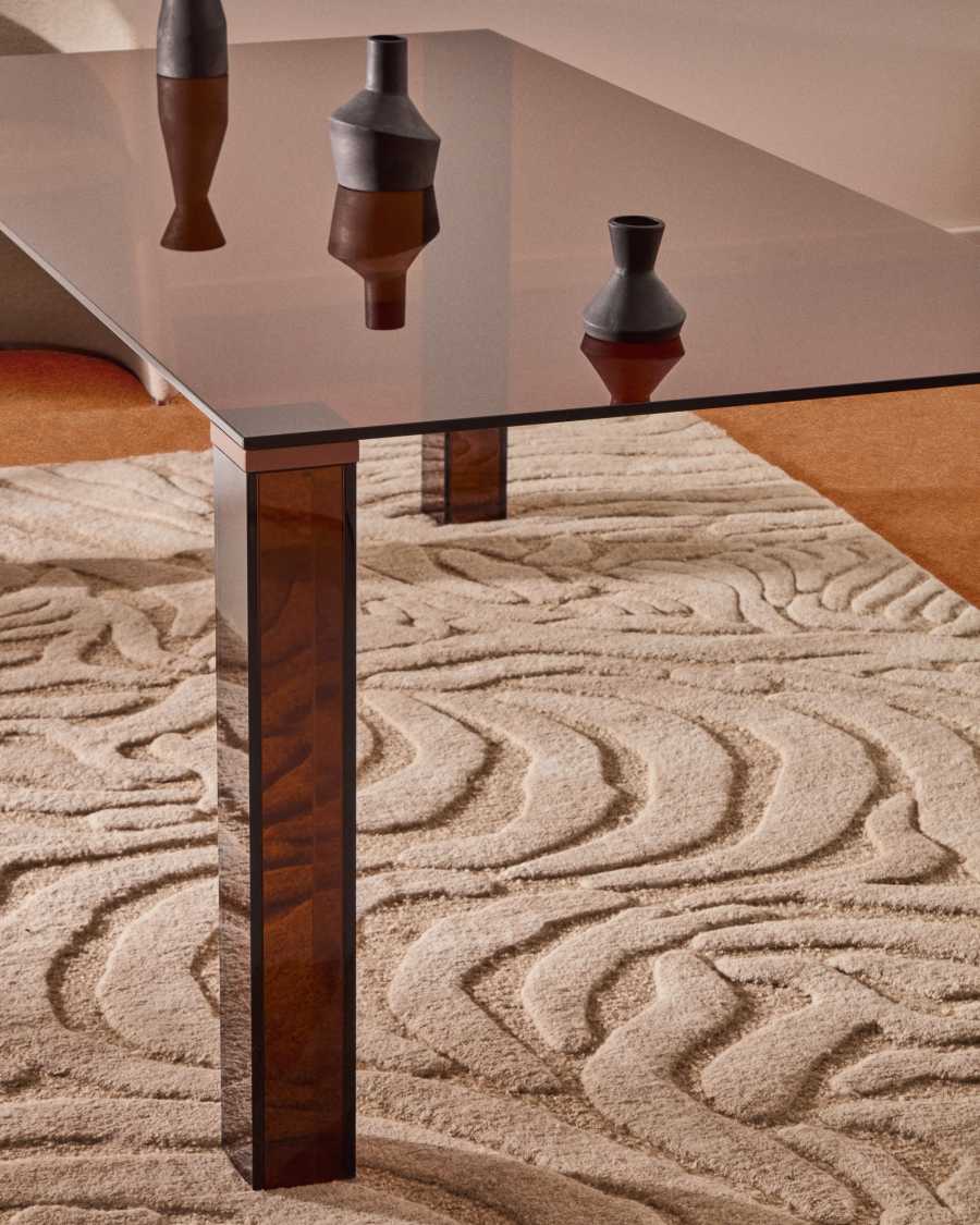 Table Adularia en verre trempé marron 160 x 90 cm