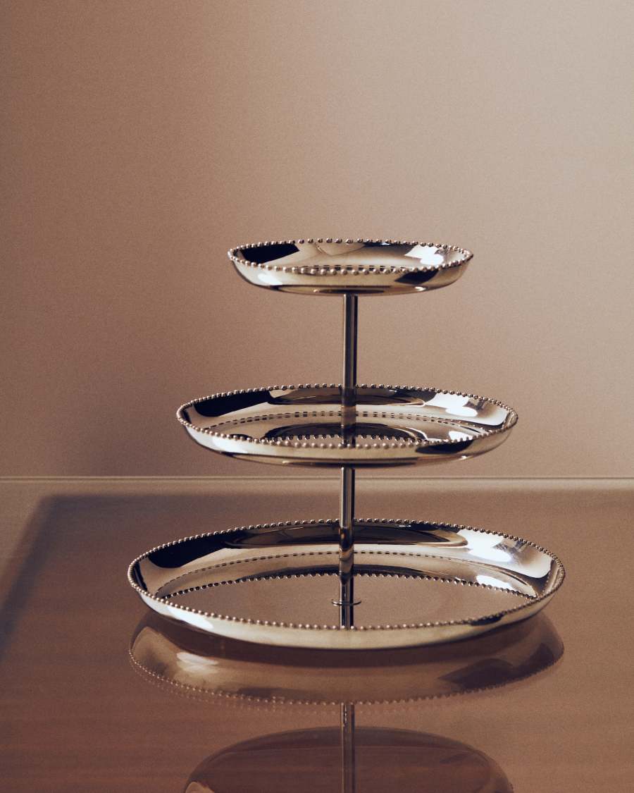 3-stöckige Etagere Nirela aus Edelstahl