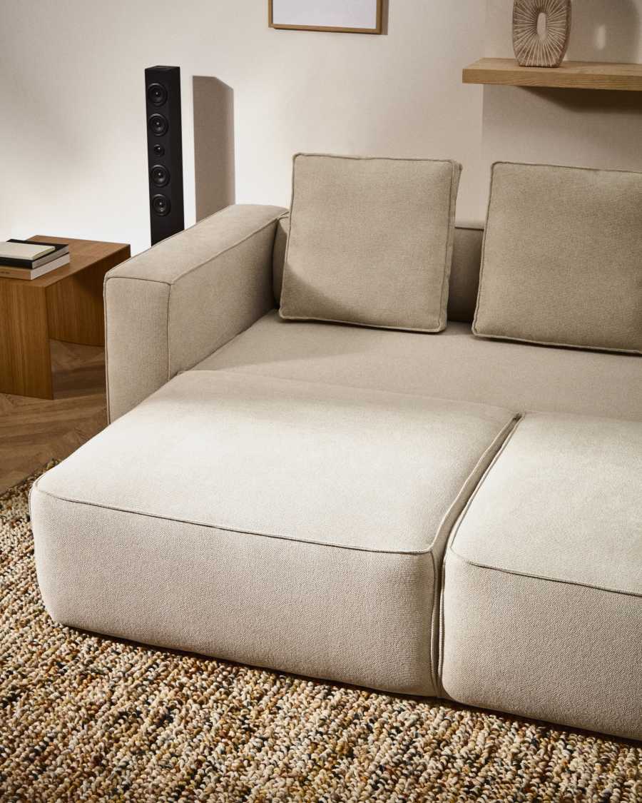 Divano letto Marela 3 posti in ciniglia beige 236 cm FSC Mix Credito