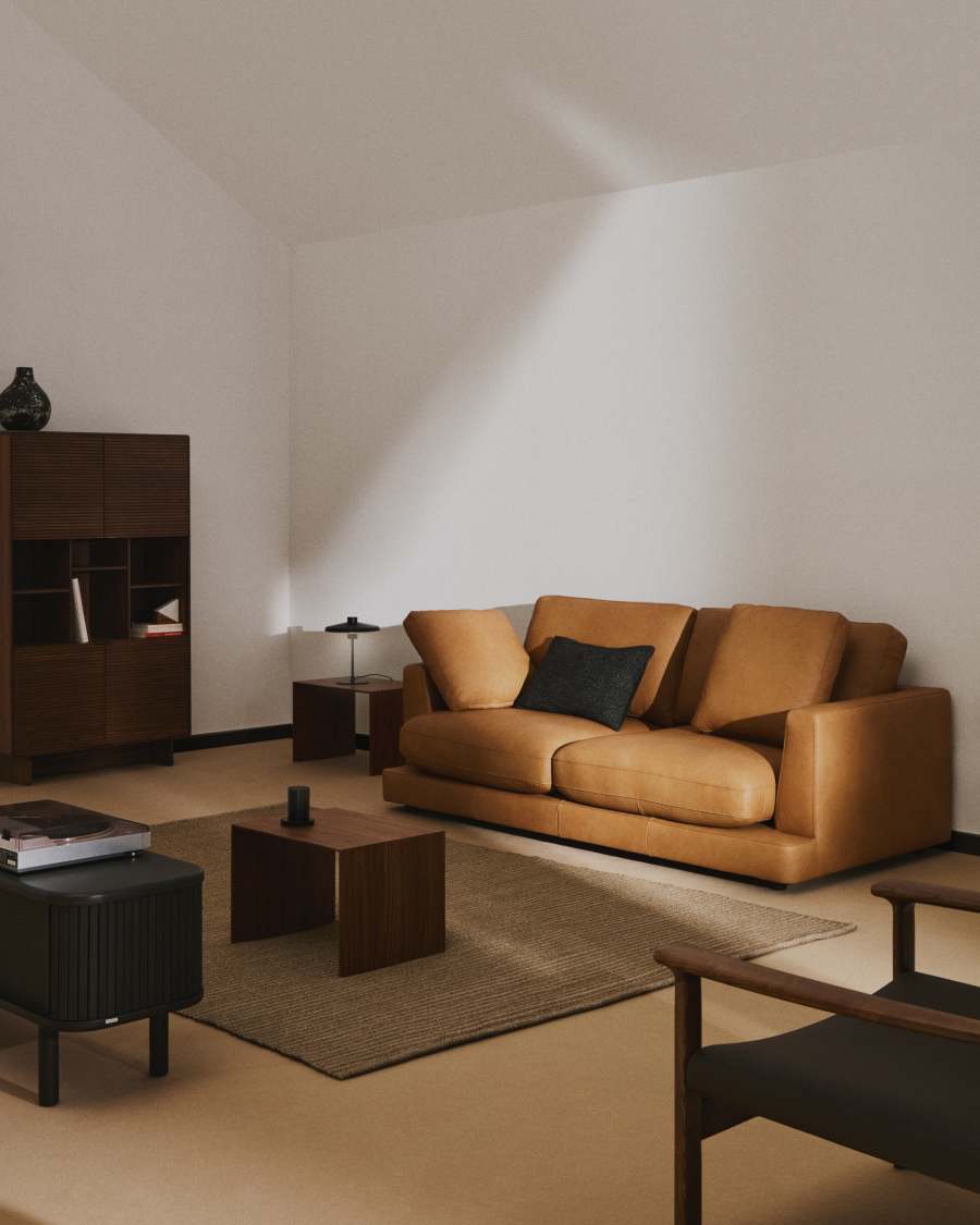 Divano Gala 3 posti in pelle marrone 210 cm