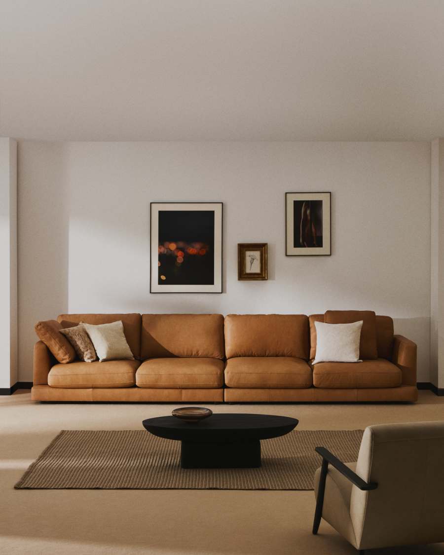 Sofa Gala 6-osobowa z brązowej skóry 390 cm