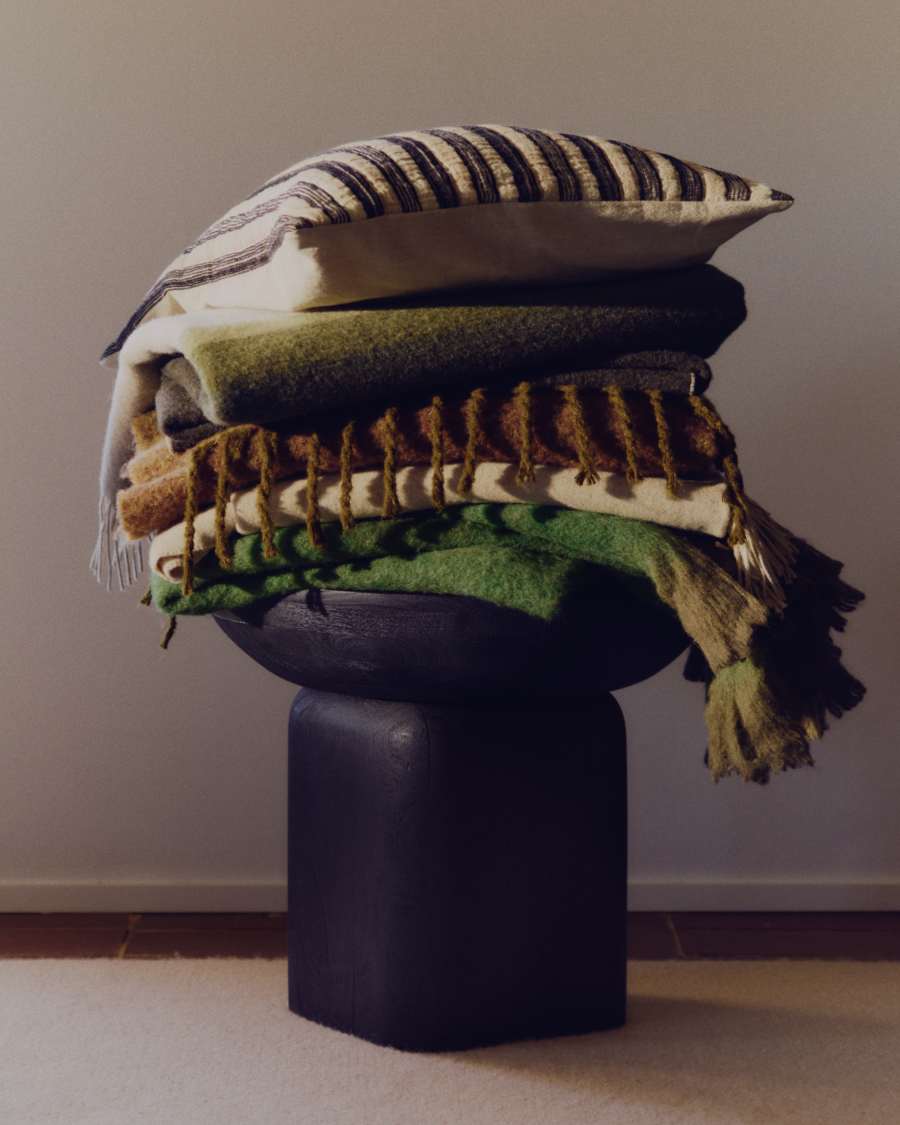 Κουβέρτα Elvori με κρόσσια πράσινα 170 x 130 εκ.