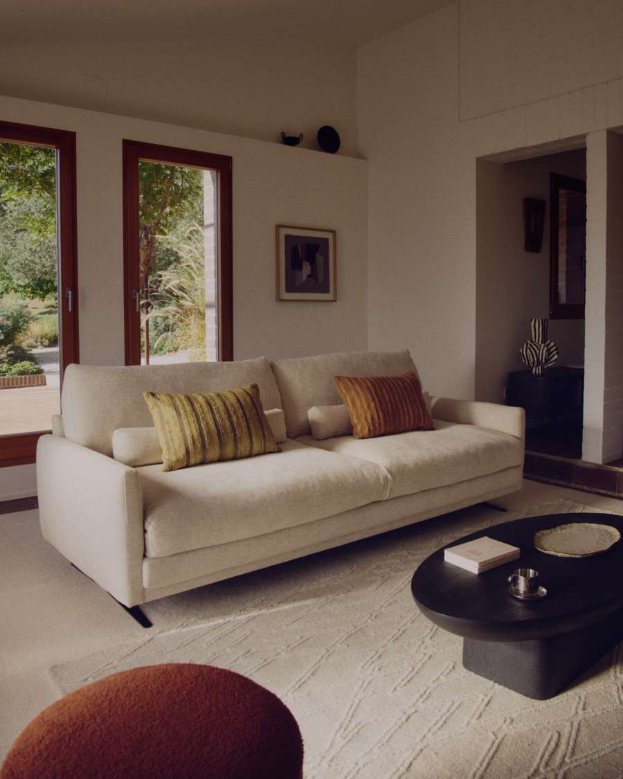 Tappeto Selira in lana beige con effetto ricamato 300 x 200 cm