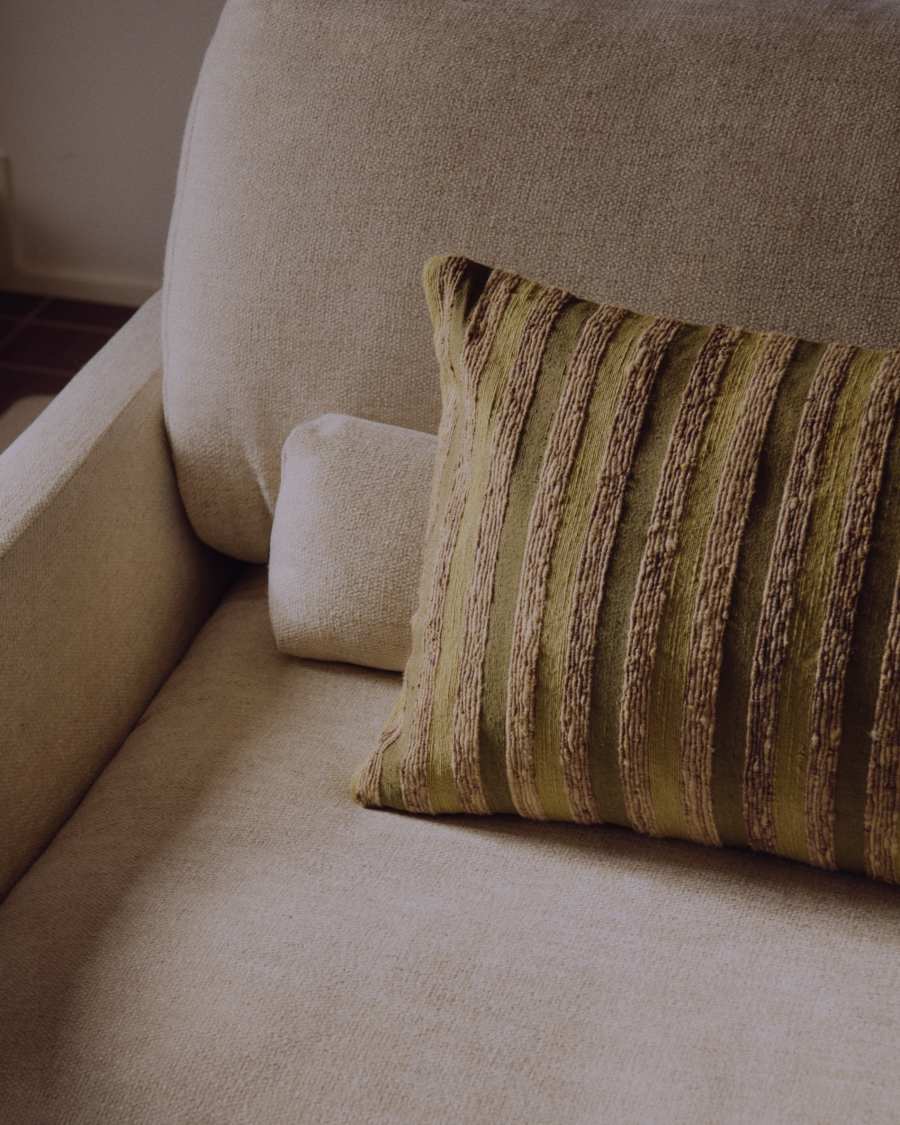 Divano Veliro 3 posti in ciniglia beige con gambe in acciaio nero 240 cm FSC Mix Credit