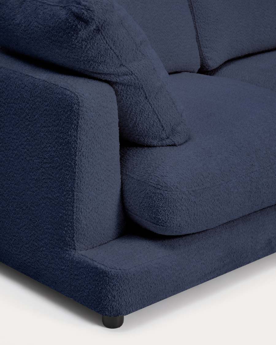 Divano Gala 3 posti ignifugo in effetto montone blu FSC Mix Credit 210 cm