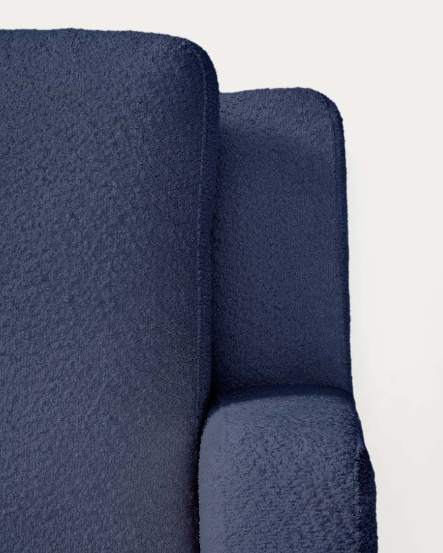 Divano Gala 4 posti ignifugo chaise longue sinistra in effetto montone blu FSC Mix Credit 300 cm