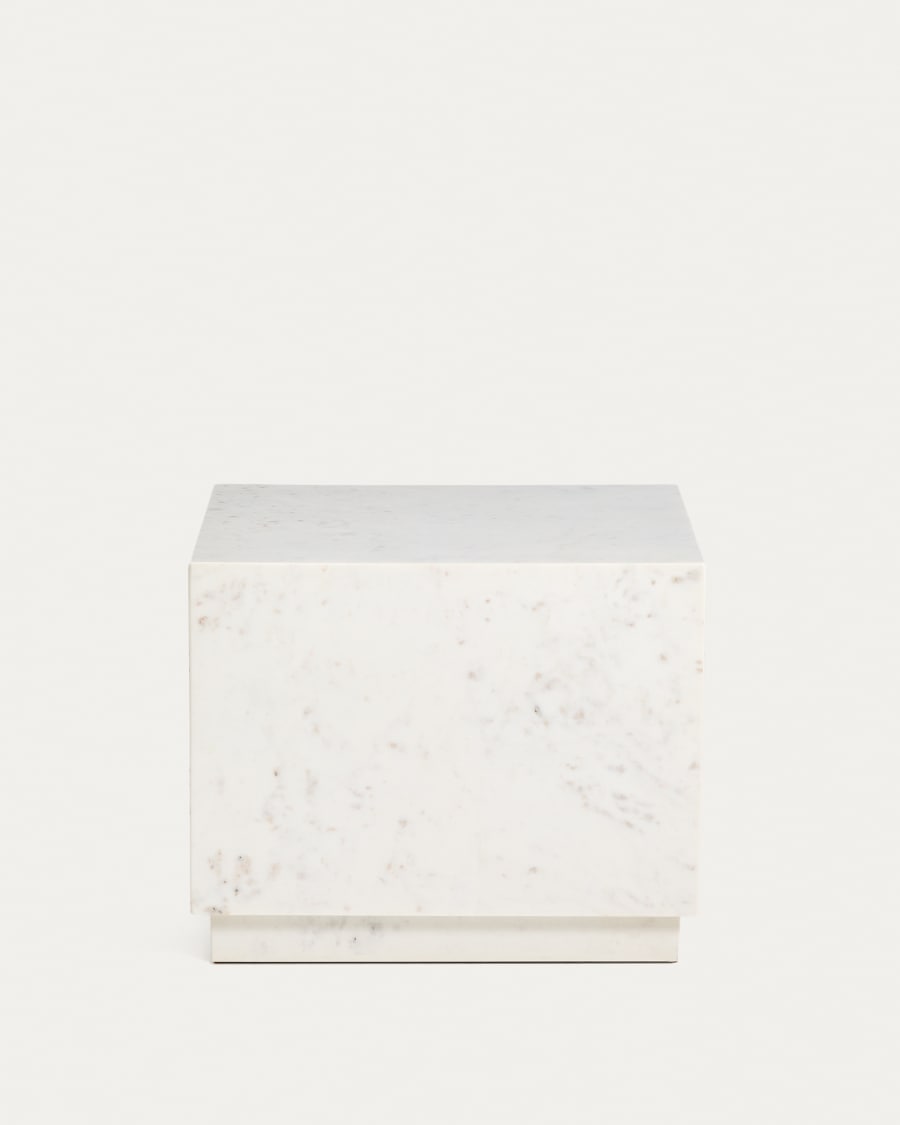 Stolik pomocniczy Sorein z białego marmuru 50 x 50 cm
