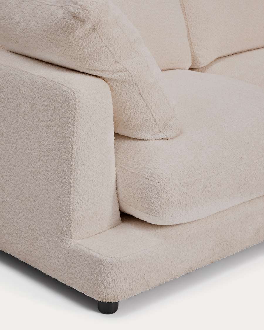 Divano Gala 3 posti ignifugo in effetto montone beige FSC Mix Credit 210 cm