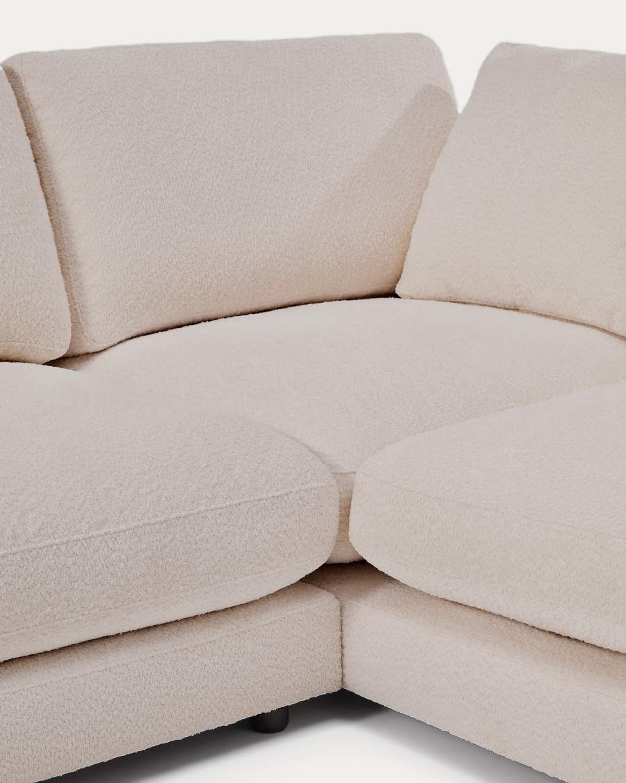 Divano Gala 4 posti ignifugo chaise longue sinistra in effetto montone beige FSC Mix Credit 300 cm