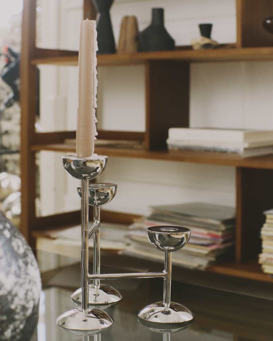 Τριπλό κηροπήγιο Nirela από ανοιξείδωτο ατσάλι 22 εκ