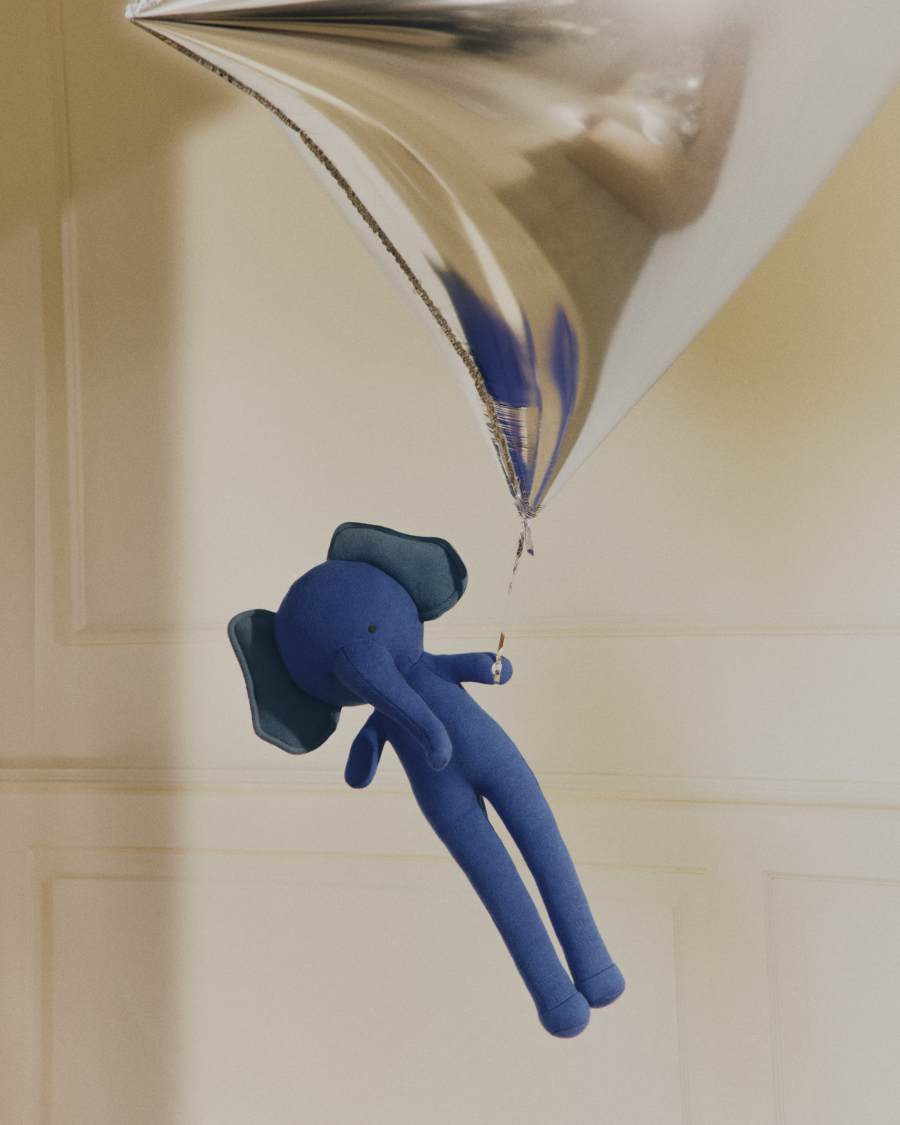 Μπλε πλεκτό λούτρινο ελεφαντάκι Tandani