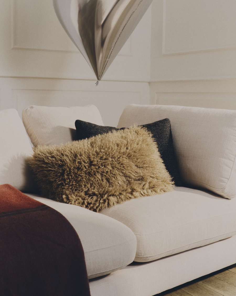 Chaise longue sinistra Gala in ciniglia beige FSC Mix Credit 193 x 105 cm