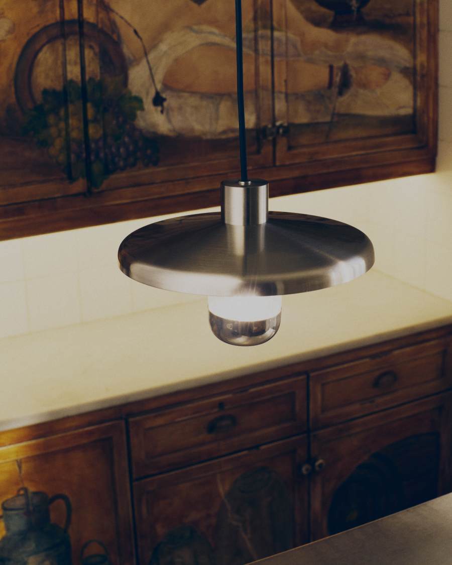 Lampa sufitowa Nuvira z jasnoszarego szczotkowanego metalu