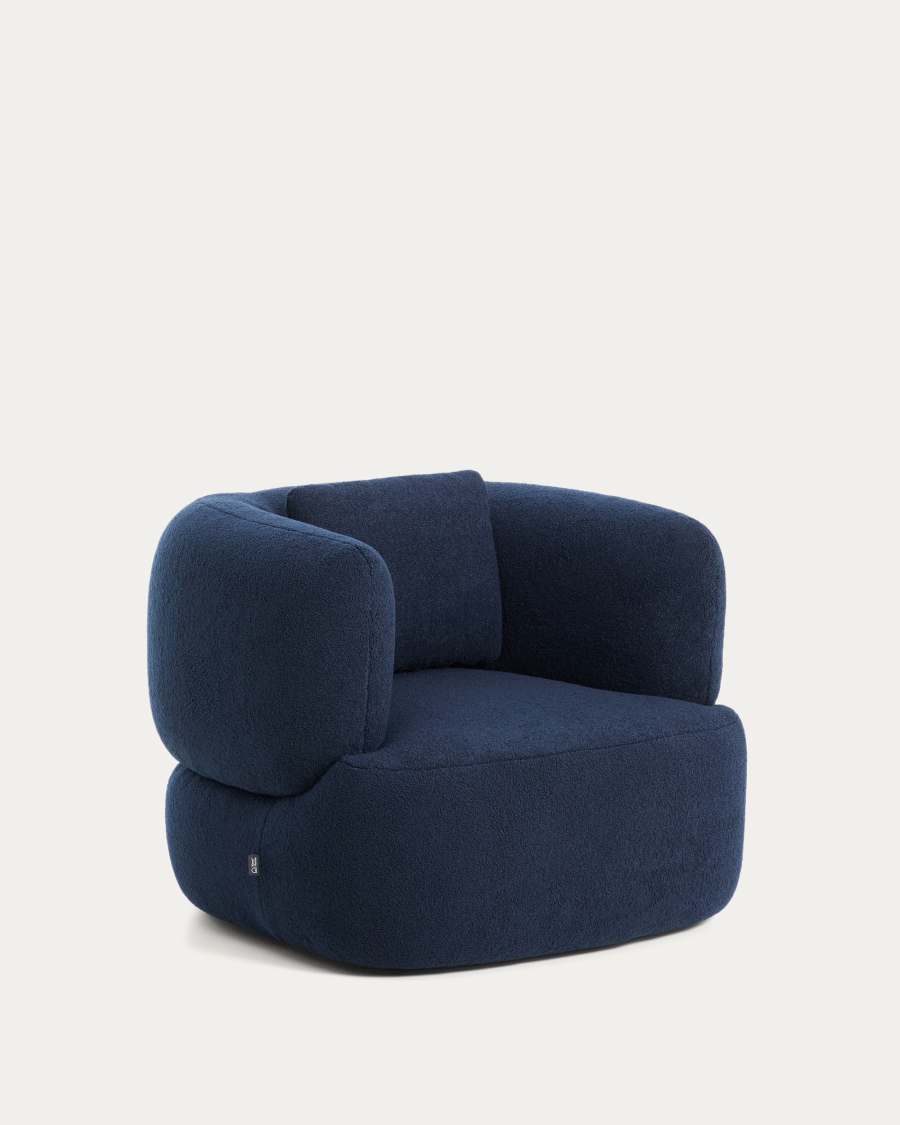 Martina navy blue bouclé armchair with cushion FSC Mix Credit