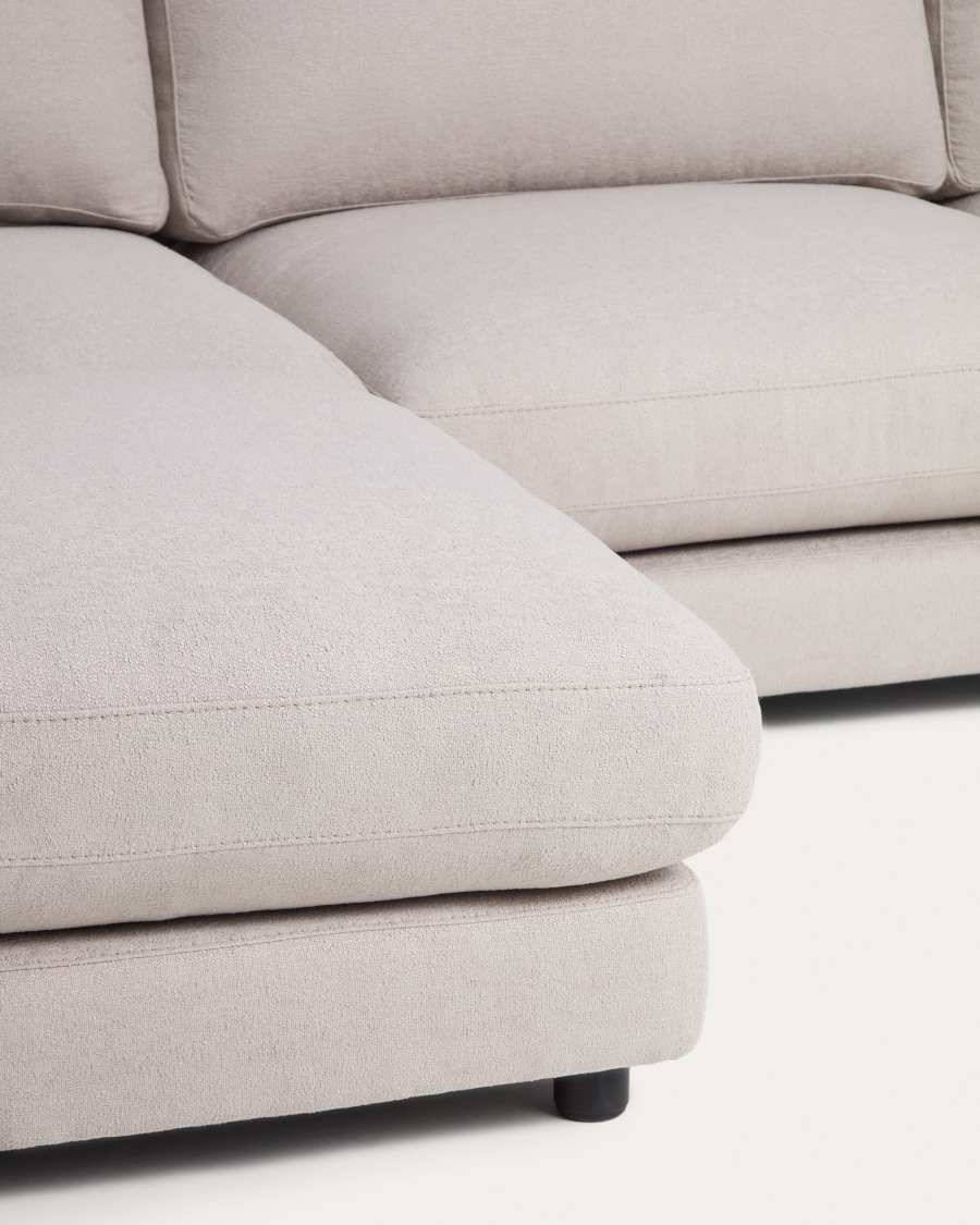 Gala 4-seater grey micro bouclé sofa with left-hand chaise longue FSC Mix Credit 300 cm