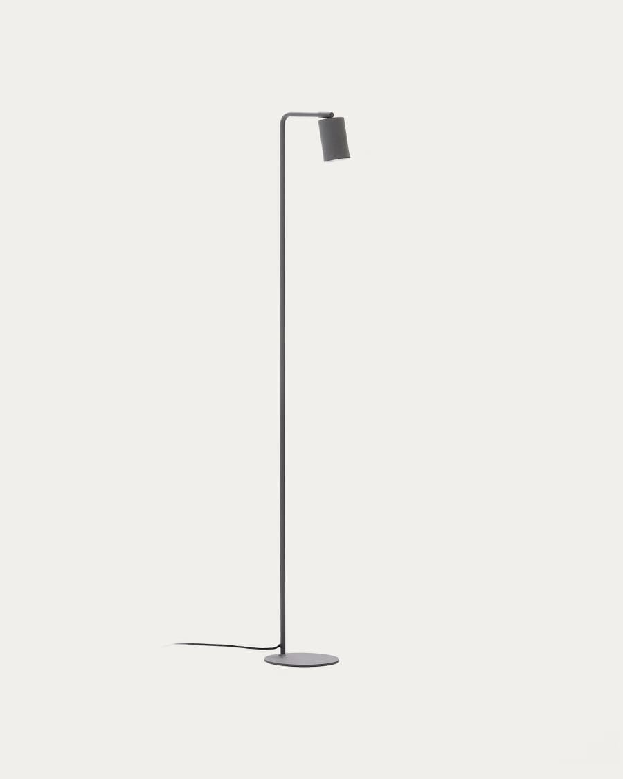 Lampada da terra Manie in metallo con finitura effetto ghisa nera