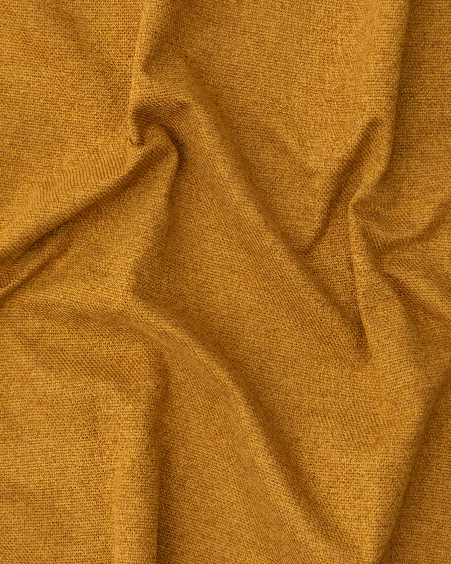 Meghan fire-retardant armchair in mustard bouclé and solid ash wood with natural finish FSC Mix Credit