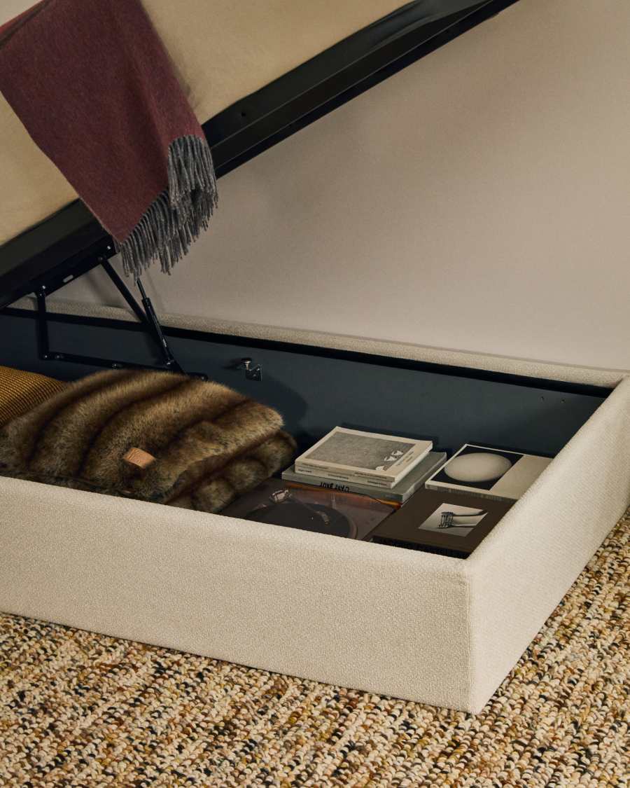 Canapè abatible desenfundable Nelzi xenilla cru per a matalàs de 90 x 200 cm FSC 100%