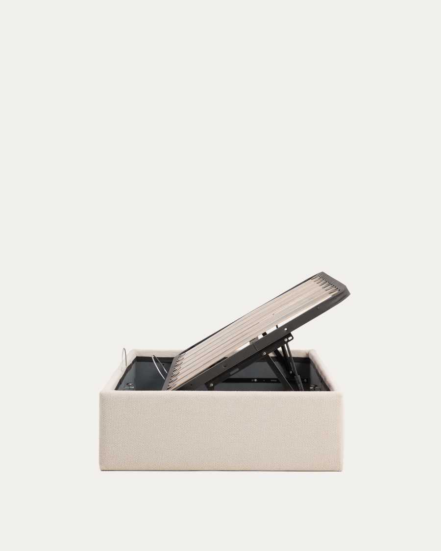 Canapè abatible desenfundable amb obertura lateral Nelzi xenilla cru per a matalàs de 90 x 200 cm FSC 100%