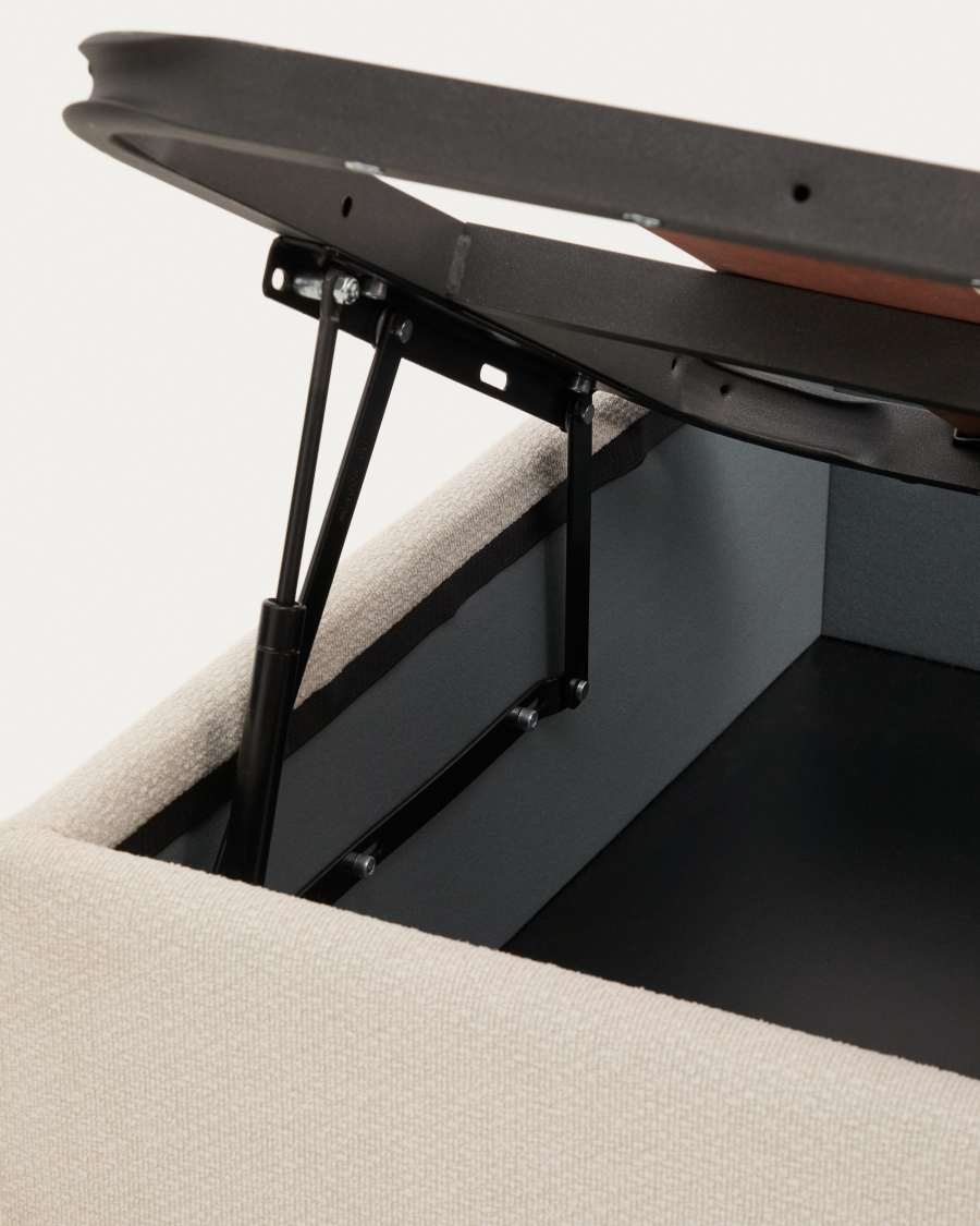 Canapè abatible desenfundable amb obertura lateral Nelzi xenilla cru per a matalàs de 90 x 200 cm FSC 100%