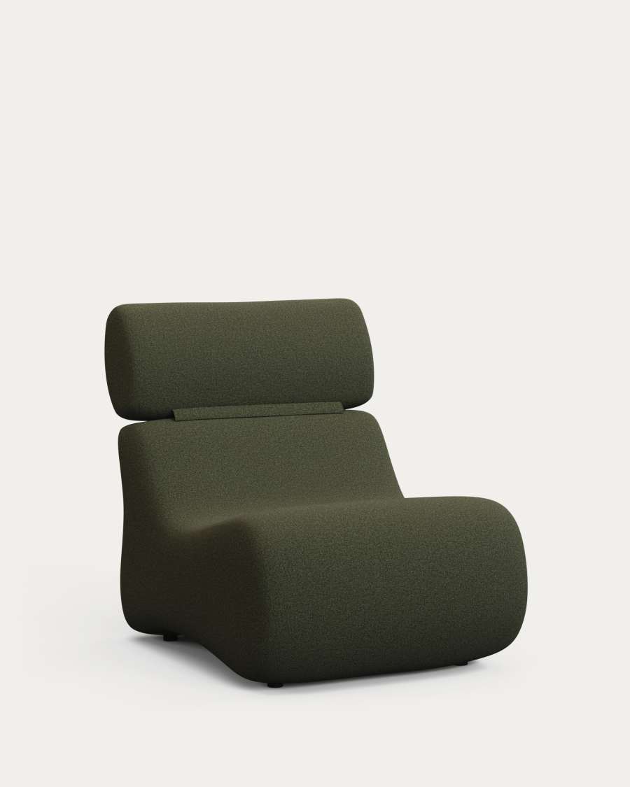 Club dark green bouclé armchair