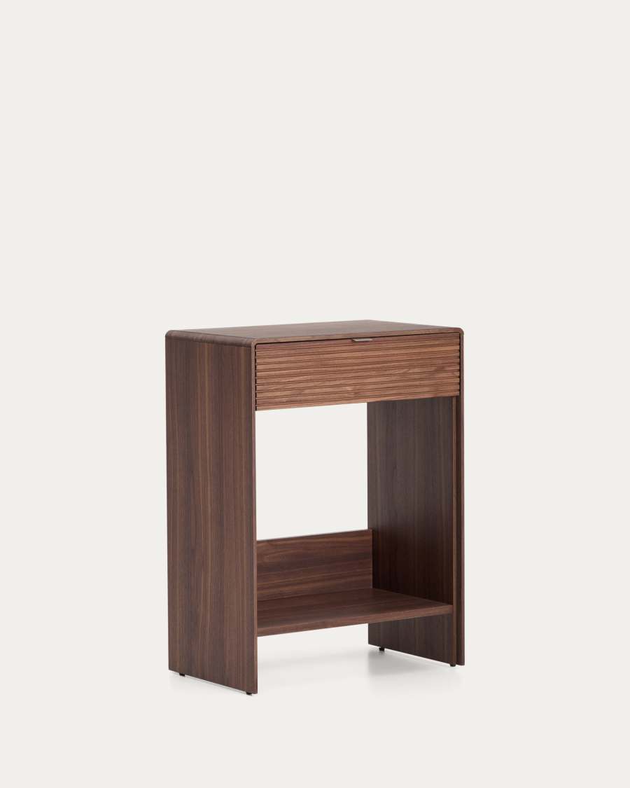 Console Norlen avec tiroir et étagère en placage de noyer FSC Mix Credit 60 x 81 cm