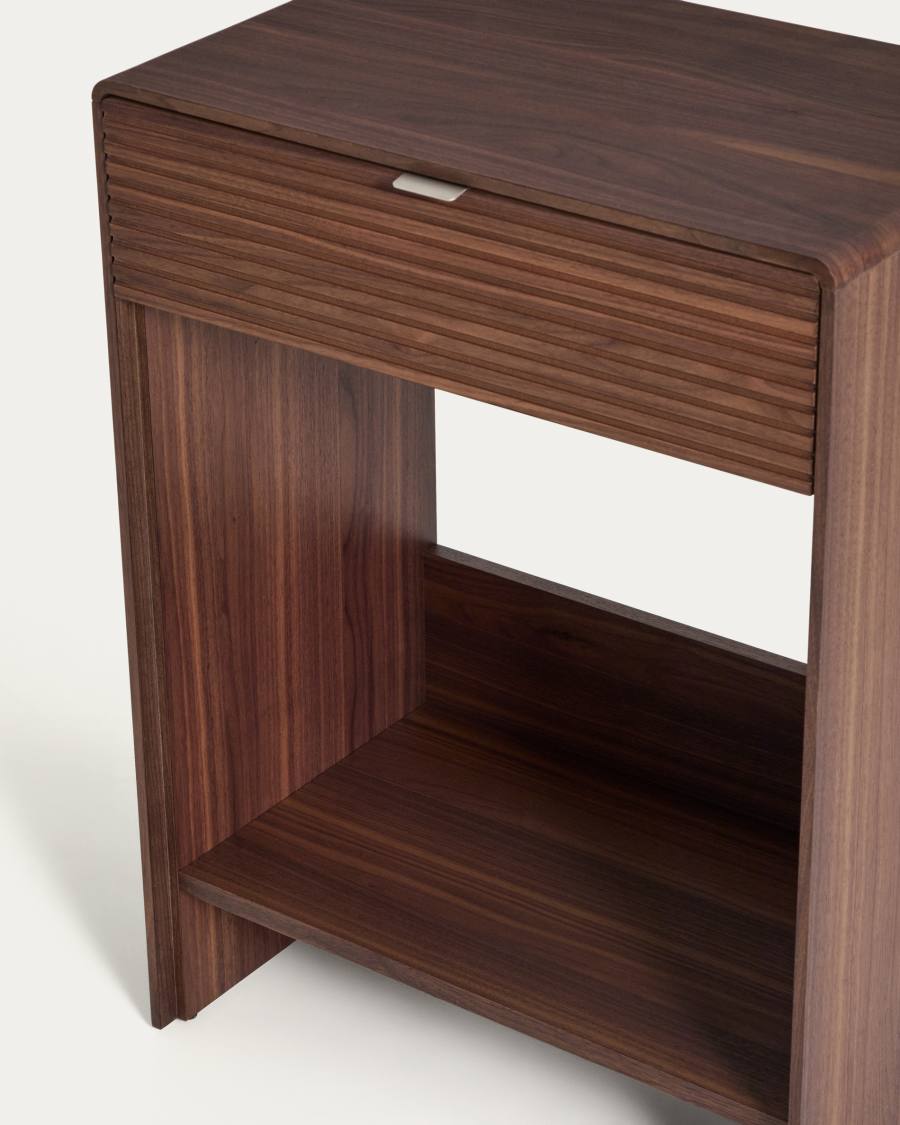 Console Norlen avec tiroir et étagère en placage de noyer FSC Mix Credit 60 x 81 cm