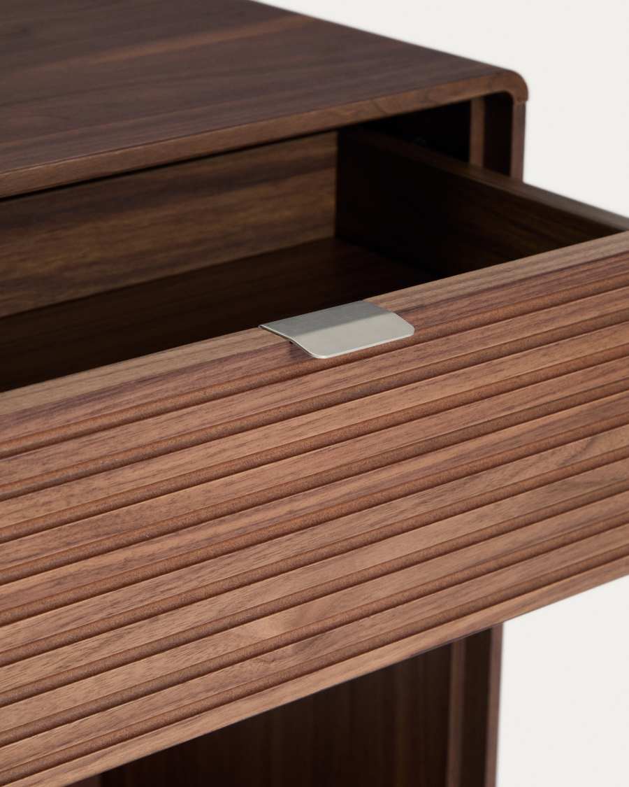 Console Norlen avec tiroir et étagère en placage de noyer FSC Mix Credit 60 x 81 cm